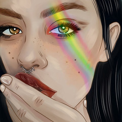 Illustration on the topic of LGBT communities beautiful girl rainbow