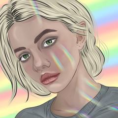 Illustration on the topic of LGBT communities beautiful girl rainbow