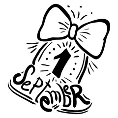 Bell is doodle lettering first september with bow
