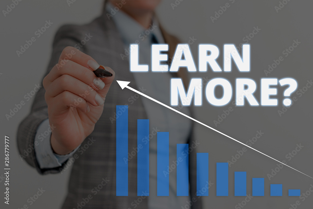 Poster handwriting text learn more question. conceptual photo gain knowledge or skill studying practicing w