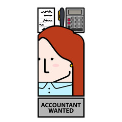 Isolated accountant wanted avatar image - Vector illustration