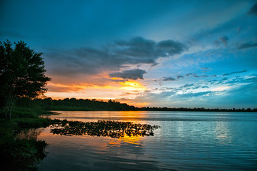 sunset over the lake