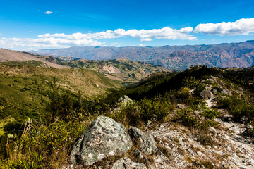 Trail high up in the mountains of the Cordillera Blanca mountains in Peru.  