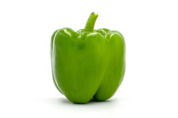 Sweet green bell pepper on white background.
