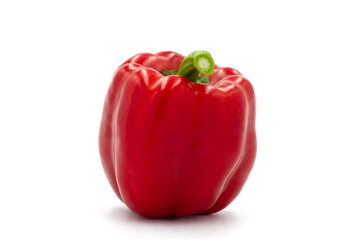 Sweet red bell pepper on white background.