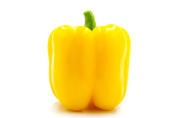 Sweet yellow bell pepper on white background.
