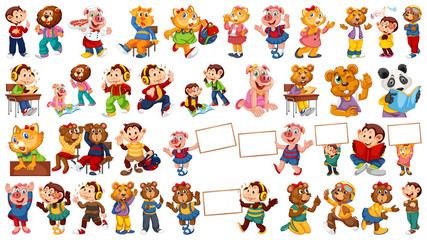 Obraz premium Animals acting in human-like actions and poses