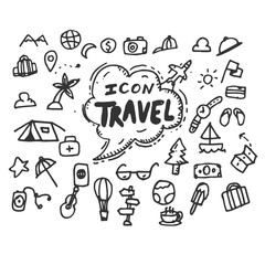 travel Set. Vector Hand Drawn on white background. icon. symbol