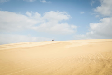 Quadbiking on sand dune, Stockton Sand Dunes, NSW, Australia