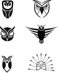 Set of Owls. Vector Image.