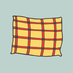 Colorful pillow in hygge style. Cozy autumn illustration.