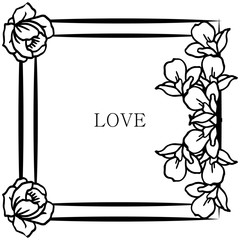 Style of card design love romantic, with leaf flower frame border blooms. Vector