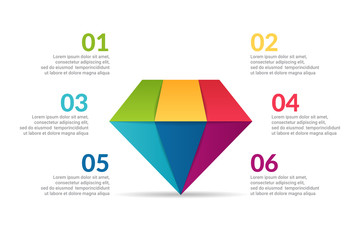 diamond Infographic design with options or list. Infographic of fashion business concept for presentations, banner, workflow layout, process diagram, flow chart and how it work