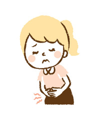 Illustration of a Woman Suffering from Abdominal Pain
