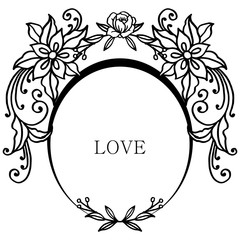 Beautiful wreath frame, for vintage retro shape text of love. Vector