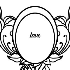 Element of love card, art of unique frame with design beautiful wreath. Vector