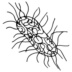 Outline microbe vector icon. Isolated black simple line element illustration from a medical concept. Editable vector stroke microbe. Virus icon. Hand drawn illustration. Virus, bacteria.