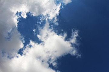 looking up on blue sky with white clouds 
