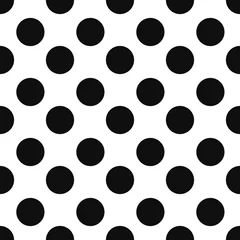 Behang Polka dot Abstracte mode zwart-wit Big Polka Dot naadloze patroon textuur.