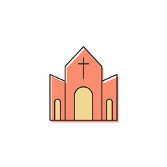 Church building vector icon symbol Christian isolated on white background