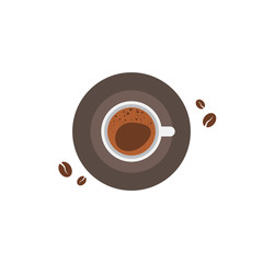 Coffee cup top view vector icon flat, isolated background