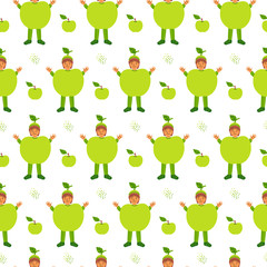 Kid in apple fruit costume pattern