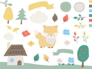 コンコンキツネの秋素材セット