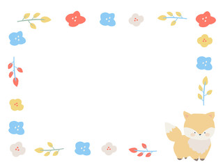 キツネの秋フレーム　花と小枝