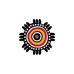 Aboriginal art dots painting icon logo design vector template