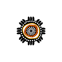 Aboriginal art dots painting icon logo design vector template