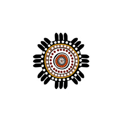 Aboriginal art dots painting icon logo design vector template