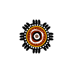 Aboriginal art dots painting icon logo design vector template