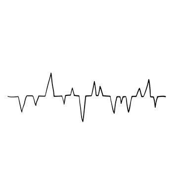 Heart disease cardiogram. Heartbeat line doodle style