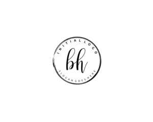 BH Initial handwriting logo vector	