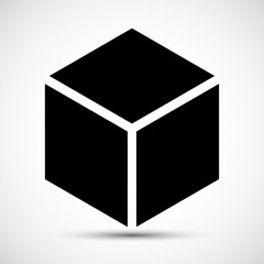 Cube Icon Black Sign Isolate on white Background,Vector Illustration