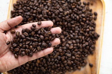 Fresh coffee beans That has been roasted well