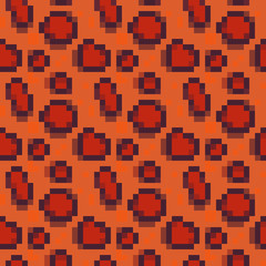 Seamless leopard pattern fabric textures pixel art style set background. Animal print. Knitted design. Isolated vector 8-bit illustration.
