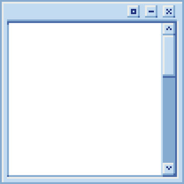 Window Interface Pixel Art Flat Style Vector Illustration. Opened Browser Window Template. Design For Web And Mobile App.  