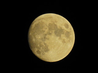 夜空に輝く月、月齢12.3
