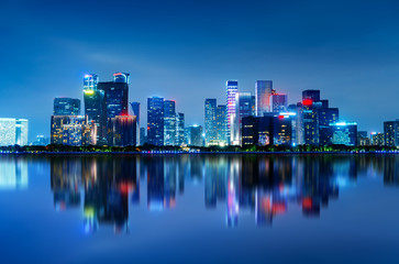 Fototapeta na wymiar Panorama of Hangzhou Qianjiang New Town, China