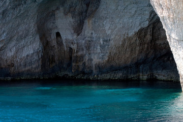 Wonderful vacation. Blue caves on Zakynthos island, Greece, travel concept