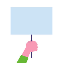 Hands with protests placard. Blank vote placards. Vector illustration.