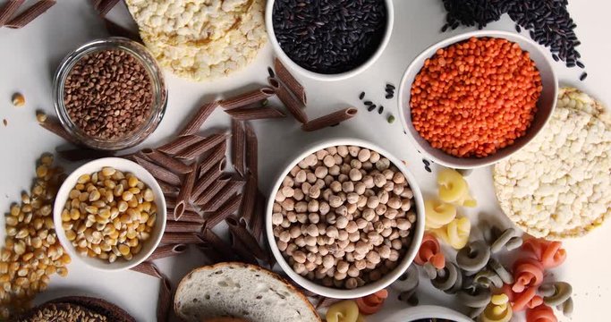 Various gluten free food. Top view. Vegan and vegetarian food