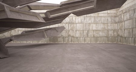 Abstract brown and beige concrete interior. 3D illustration and rendering.