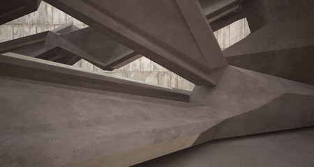 Fototapeta premium Abstract brown and beige concrete interior. 3D illustration and rendering.