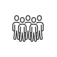 Group of five people line icon. Crowd of people linear style sign for mobile concept and web design. Teamwork, team group outline vector icon. Symbol, logo illustration. Vector graphics