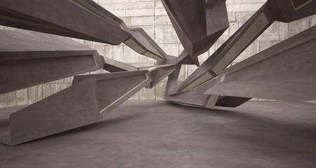 Abstract brown and beige concrete interior. 3D illustration and rendering.