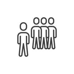 Team group leader line icon. Teamwork, staff linear style sign for mobile concept and web design. Group of people outline vector icon. Symbol, logo illustration. Vector graphics