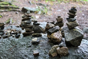 Stacked prayer stones