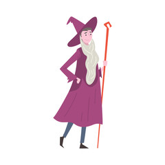 Young Man Dressed as Magician, Guy in Festival Costume, Masquerade Ball, Person Taking Part at Carnival Party or Holiday Celebration Vector Illustration